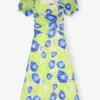 Printed Mesh Puff Sleeve Midi Dress Printed Mesh Puff Sleeve Midi Dress