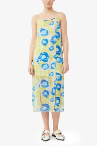 Printed Mesh Slip Dress
