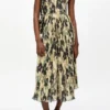 Printed Pleats Smock Midi Straps Dress Printed Pleats Smock Midi Straps Dress