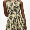 Printed Pleats Smock Midi Straps Dress Printed Pleats Smock Midi Straps Dress