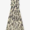 Printed Pleats Smock Midi Straps Dress Printed Pleats Smock Midi Straps Dress