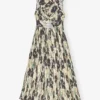 Printed Pleats Smock Midi Straps Dress Printed Pleats Smock Midi Straps Dress