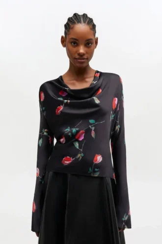 Printed Satin Blouse