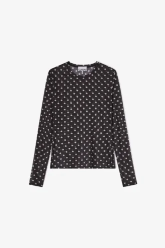 Printed Sheer Long-sleeve Top