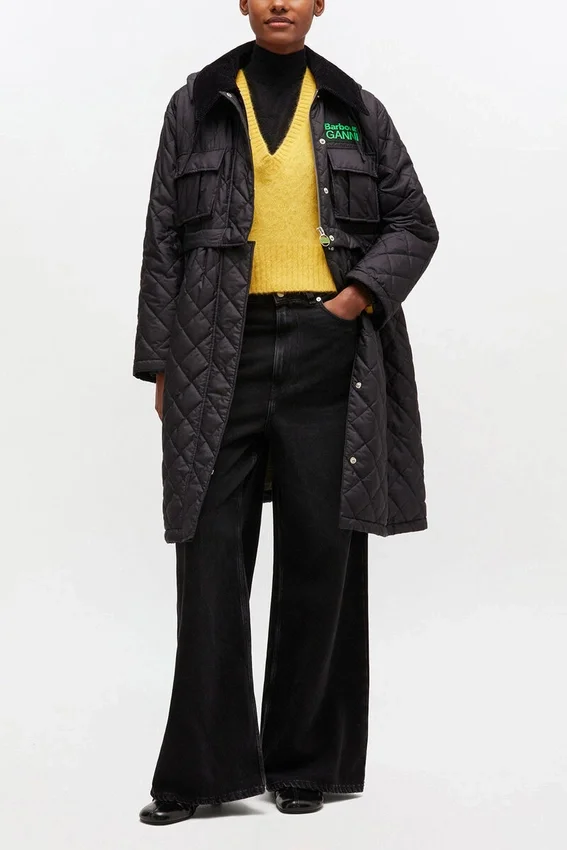 Quilted Long Coat in Black Quilted Long Coat in Black