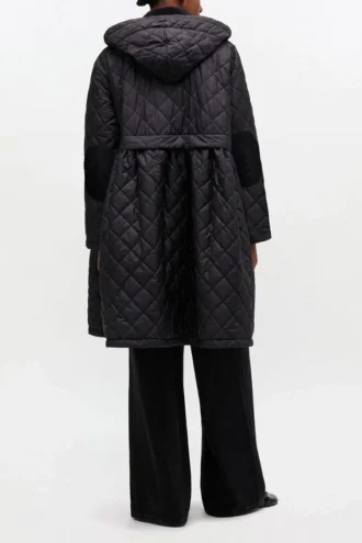 Quilted Long Coat in Black