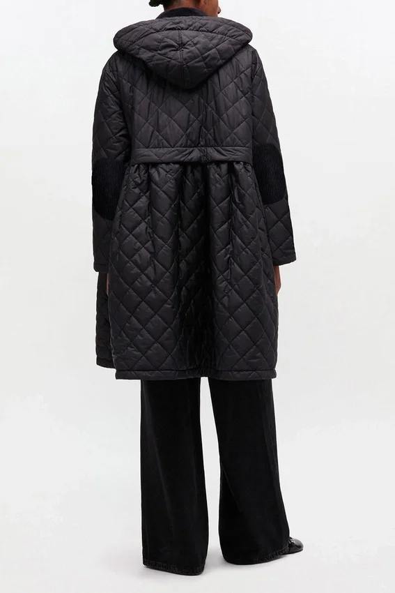 Quilted Long Coat in Black Quilted Long Coat in Black