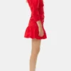 Red Cotton Poplin Gathered U-neck Mini Dress Red Cotton Poplin Gathered U-neck Mini Dress