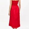 Red Cotton Poplin Strap Dress