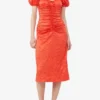 Red Crinkled Satin Midi Dress Red Crinkled Satin Midi Dress