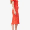 Red Crinkled Satin Midi Dress Red Crinkled Satin Midi Dress