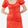 Red Crinkled Satin Midi Dress Red Crinkled Satin Midi Dress