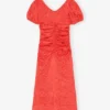 Red Crinkled Satin Midi Dress Red Crinkled Satin Midi Dress