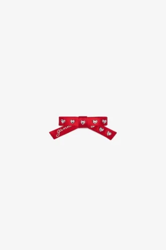 Red Eyelet Bow Barrette