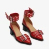 Red Feminine Buckle Open Cut Pumps Red Feminine Buckle Open Cut Pumps