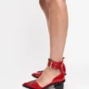 Red Feminine Buckle Open Cut Pumps Red Feminine Buckle Open Cut Pumps