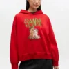 Red Graphic Cropped Hoodie