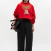Red Graphic Cropped Hoodie