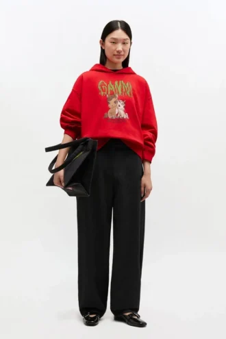 Red Graphic Cropped Hoodie