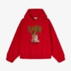 Red Graphic Cropped Hoodie