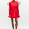 Red Organza Circle Collar Dress Red Organza Circle Collar Dress