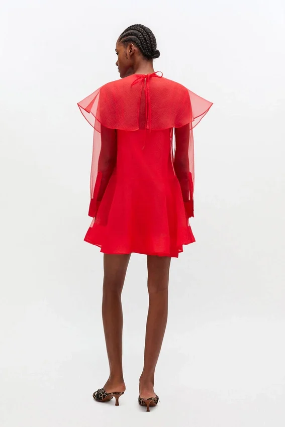 Red Organza Circle Collar Dress Red Organza Circle Collar Dress