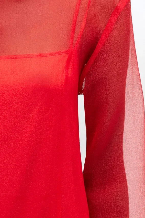 Red Organza Circle Collar Dress Red Organza Circle Collar Dress