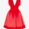 Red Organza Ruched Dress