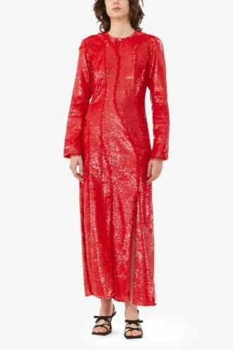 Red Sequins Maxi Dress