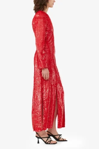 Red Sequins Maxi Dress