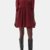 Red Sheer Tie String Wrap Dress Red Sheer Tie String Wrap Dress