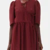 Red Sheer Tie String Wrap Dress Red Sheer Tie String Wrap Dress