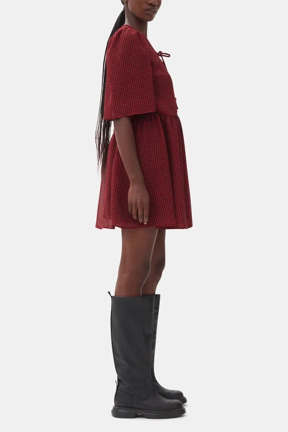 Red Sheer Tie String Wrap Dress Red Sheer Tie String Wrap Dress
