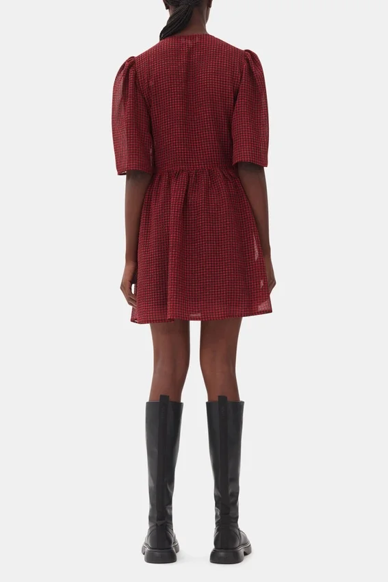 Red Sheer Tie String Wrap Dress Red Sheer Tie String Wrap Dress
