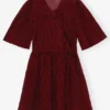 Red Sheer Tie String Wrap Dress Red Sheer Tie String Wrap Dress