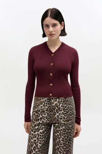Ribbed V-Neck Cardigan