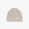 Sand Fitted Wool Rib Knit Beanie
