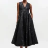 Satin Cloque Long Dress Satin Cloque Long Dress