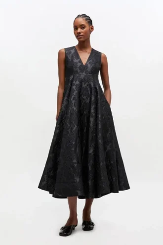 Satin Cloque Long Dress
