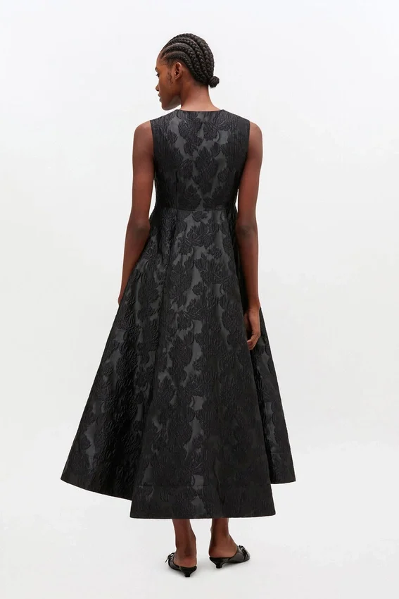 Satin Cloque Long Dress Satin Cloque Long Dress