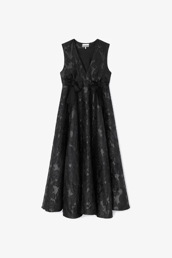 Satin Cloque Long Dress Satin Cloque Long Dress