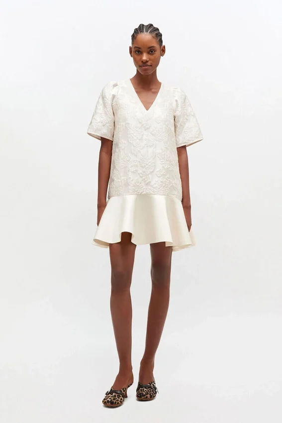 Satin Cloque Mini Dress Satin Cloque Mini Dress