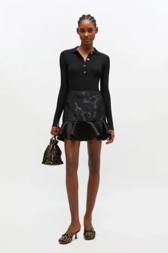Satin Cloque Mini Skirt
