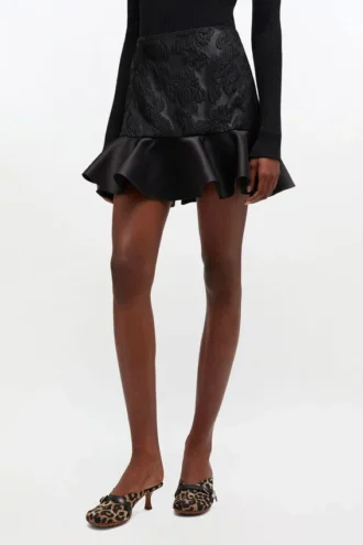 Satin Cloque Mini Skirt