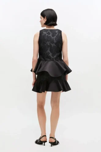 Satin Cloque Peplum Top