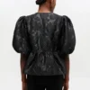 Satin Peplum Tie Blouse