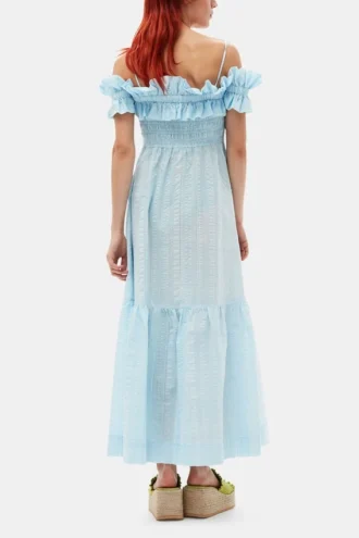 Seersucker Check Smock Maxi Dress