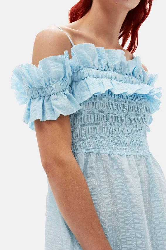 Seersucker Check Smock Maxi Dress Seersucker Check Smock Maxi Dress