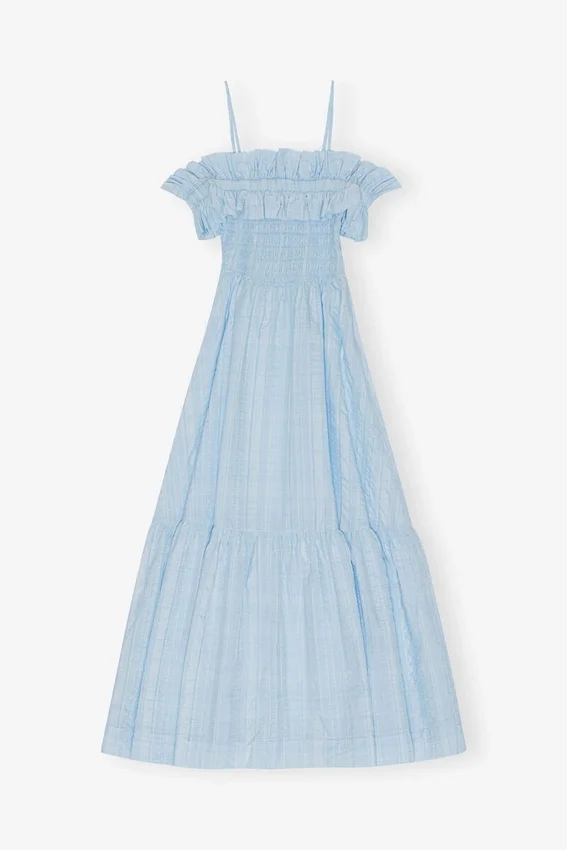 Seersucker Check Smock Maxi Dress Seersucker Check Smock Maxi Dress