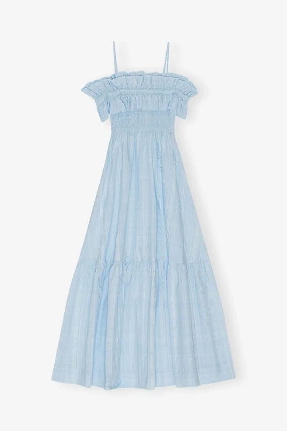 Seersucker Check Smock Maxi Dress Seersucker Check Smock Maxi Dress